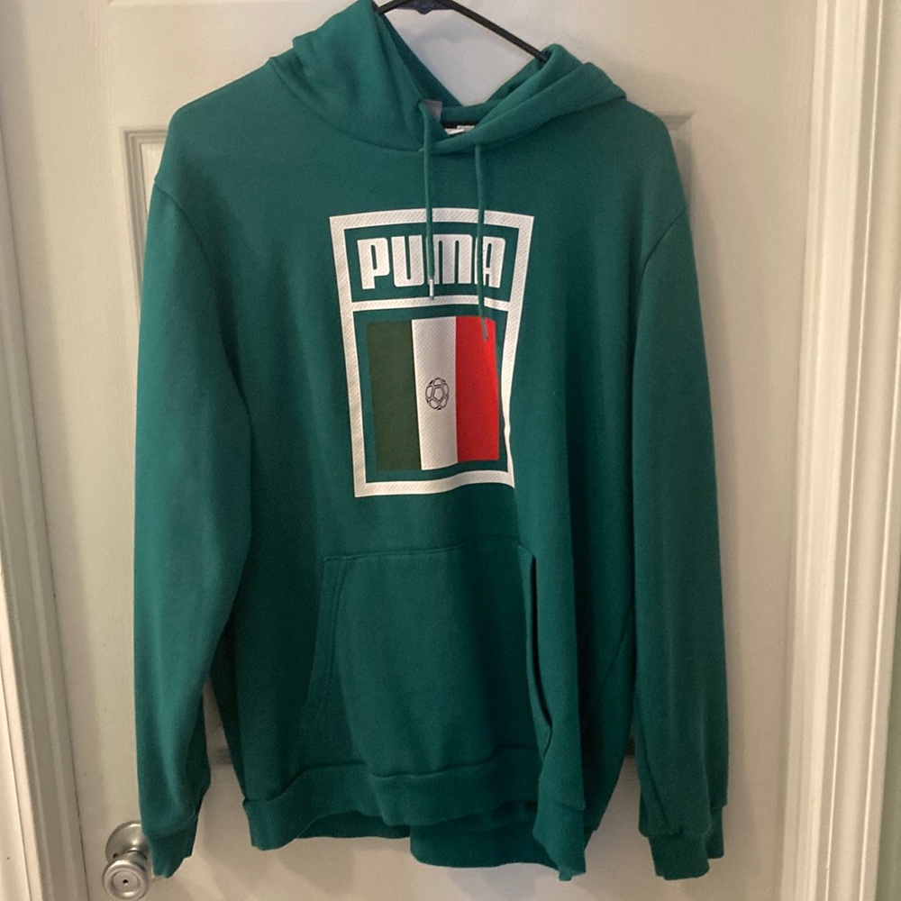 Puma Mens Mexico World Cup Hoodie Sweatshirt Alpine Green Mexico Tri